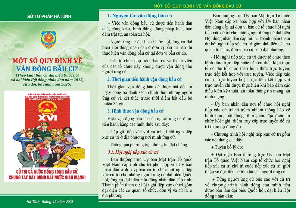 Tờ rơi tuyên truyền thực hiện công tác bầu cử tuyến theo Luật Bầu cử đại biểu Quốc hội và đại biểu Hội đồng nhân dân năm 2015, sửa đổi, bổ sung năm 2025