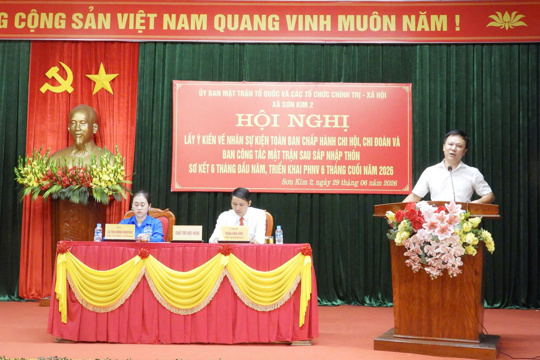 Sơn Kim 2 tổ chức thành công Hội nghị sơ kết nhiệm vụ công tác Mặt trận và các đoàn thể 6 tháng đầu năm 2026